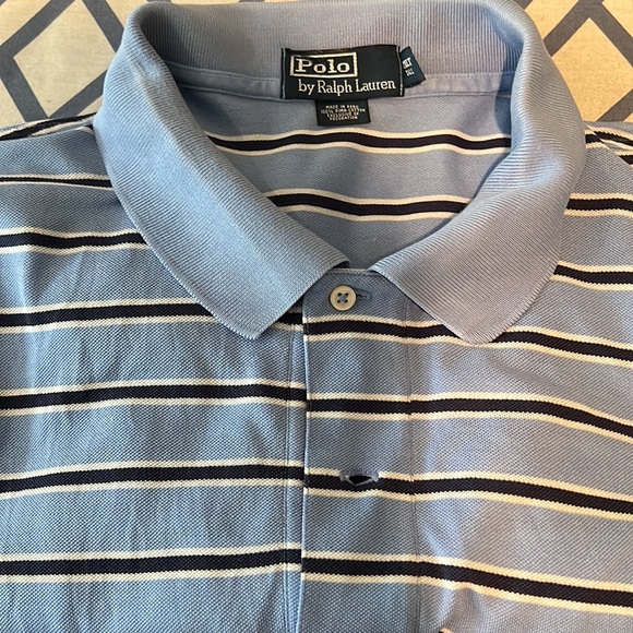 Polo by Ralph Lauren 2XLT light blue, navy and white stripe pique polo - Picture 2 of 6